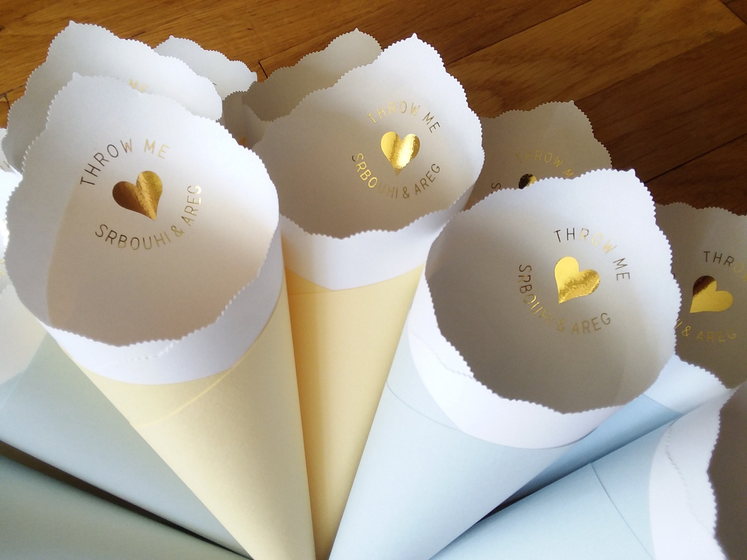 Wedding Cones in Custom Colors, Fonts For Petal Toss, Confetti Bar, Seed, Favor, Candy, Basket, Box, Ceremony Send Off - Bistro Collection