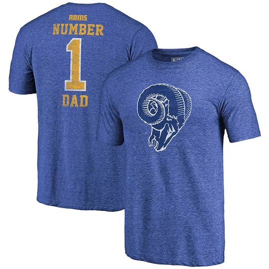 Men's Fanatics Branded Heathered Royal Los Angeles Rams Greatest Dad Retro Tri-Blend T-Shirt, Size: Small, LAR Blue