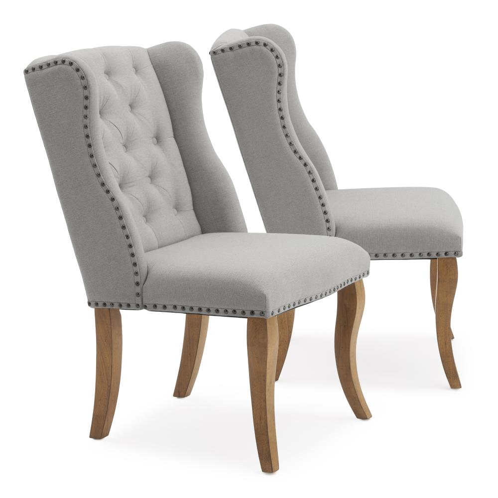 RST Brands Set of 2 Traditional Polyester/Polyester Blend Upholstered Dining Side Chair (Wood Frame) in Gray | IP-SLPDINCHR-2-GRY