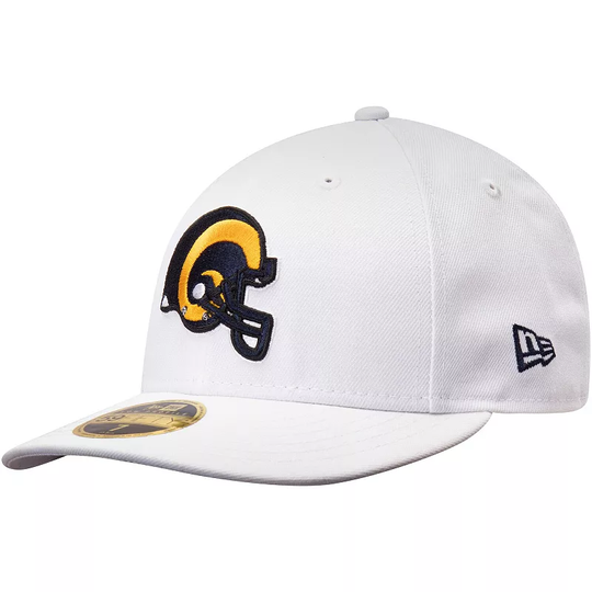 Men's New Era White Los Angeles Rams Historic Omaha Low Profile 59FIFTY Fitted Hat, Size: 7 1/8