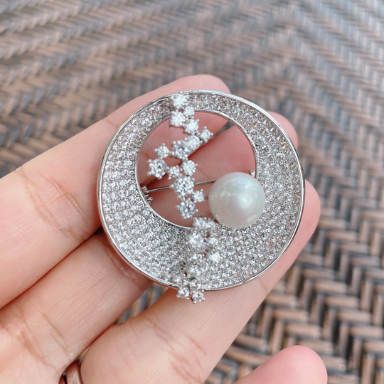 Moon Brooch.star & Brooch .delicate Silver Brooch.wedding Brooch. Anniversary Gift.brooch For Women.gift Her.minimalist Brooch
