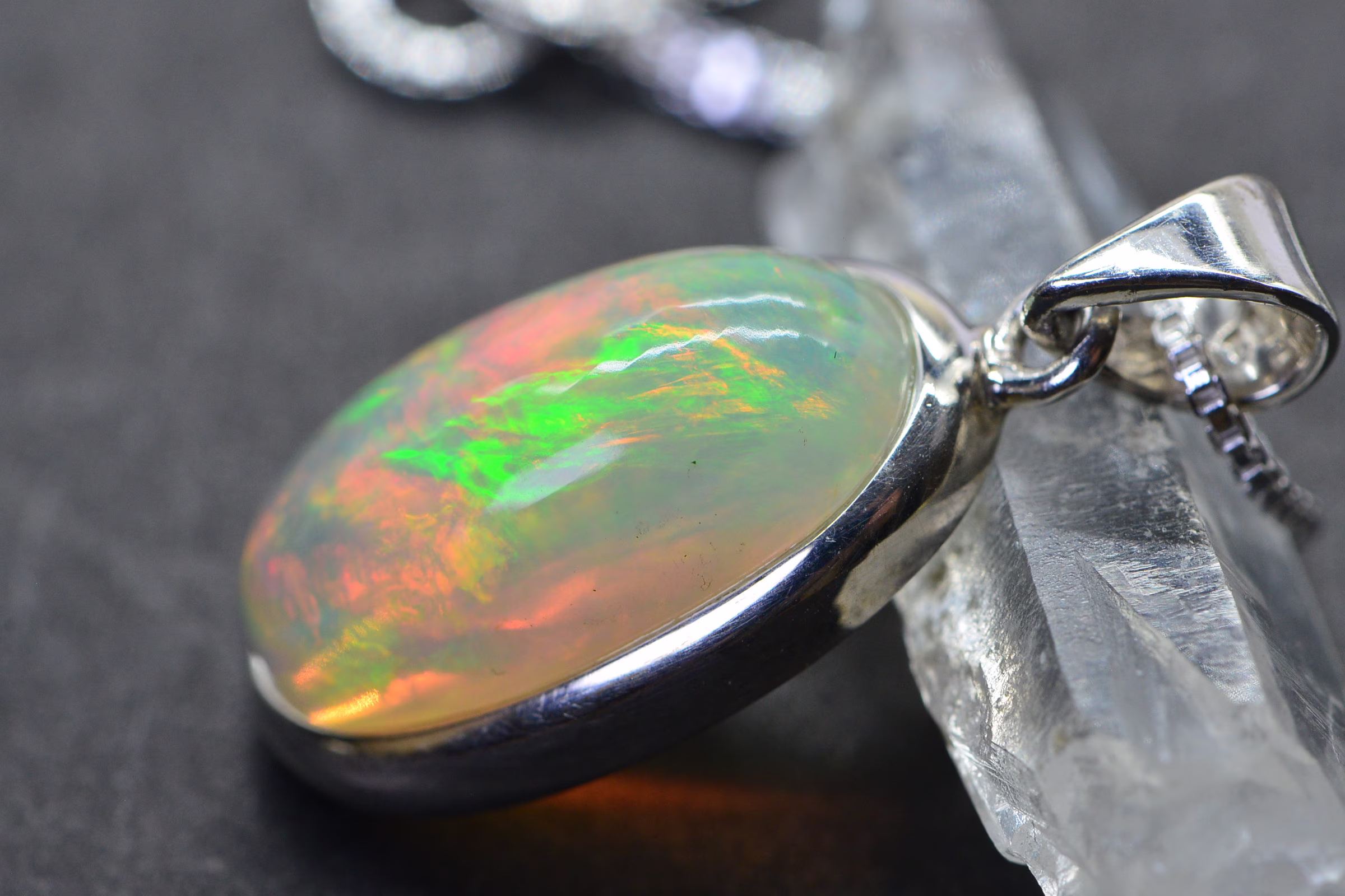 Authentic Ethiopian Welo Opal Pendant Sterling Silver Bezel Genuine Necklace Birthstone October