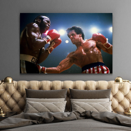 Rocky Balboa Poster, Rocky Knock Down Canvas Wall Art, Rocky Decor, Motivation Art, Muscle Gym Print, Sports Room Art, Fighting Club