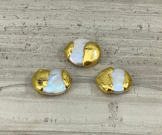 Gold Plated Over Coin Pearl Random Dipped | 3Pcs