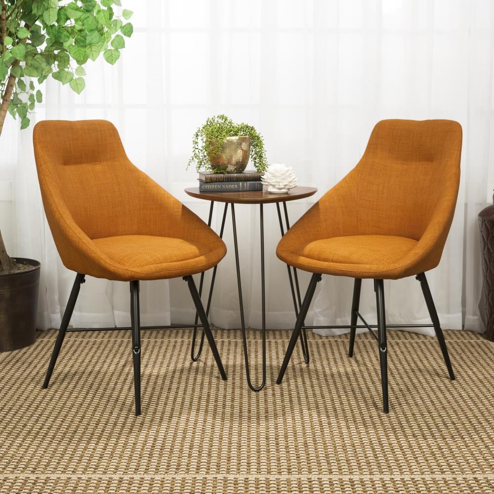 Walker Edison Contemporary/Modern Polyester/Polyester Blend Upholstered Dining Side Chair (Metal Frame) in Orange | LWH18URB2OR