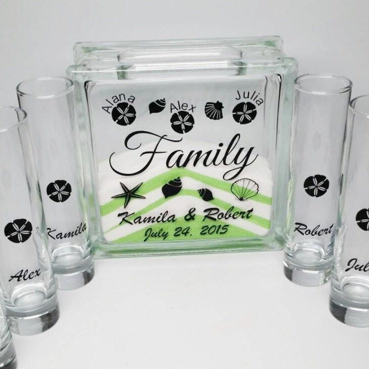 Sand Ceremony Set For Blended Family - Personalized Custom Beach Wedding Decor Unity Candle Alternative Seashell Summer Theme