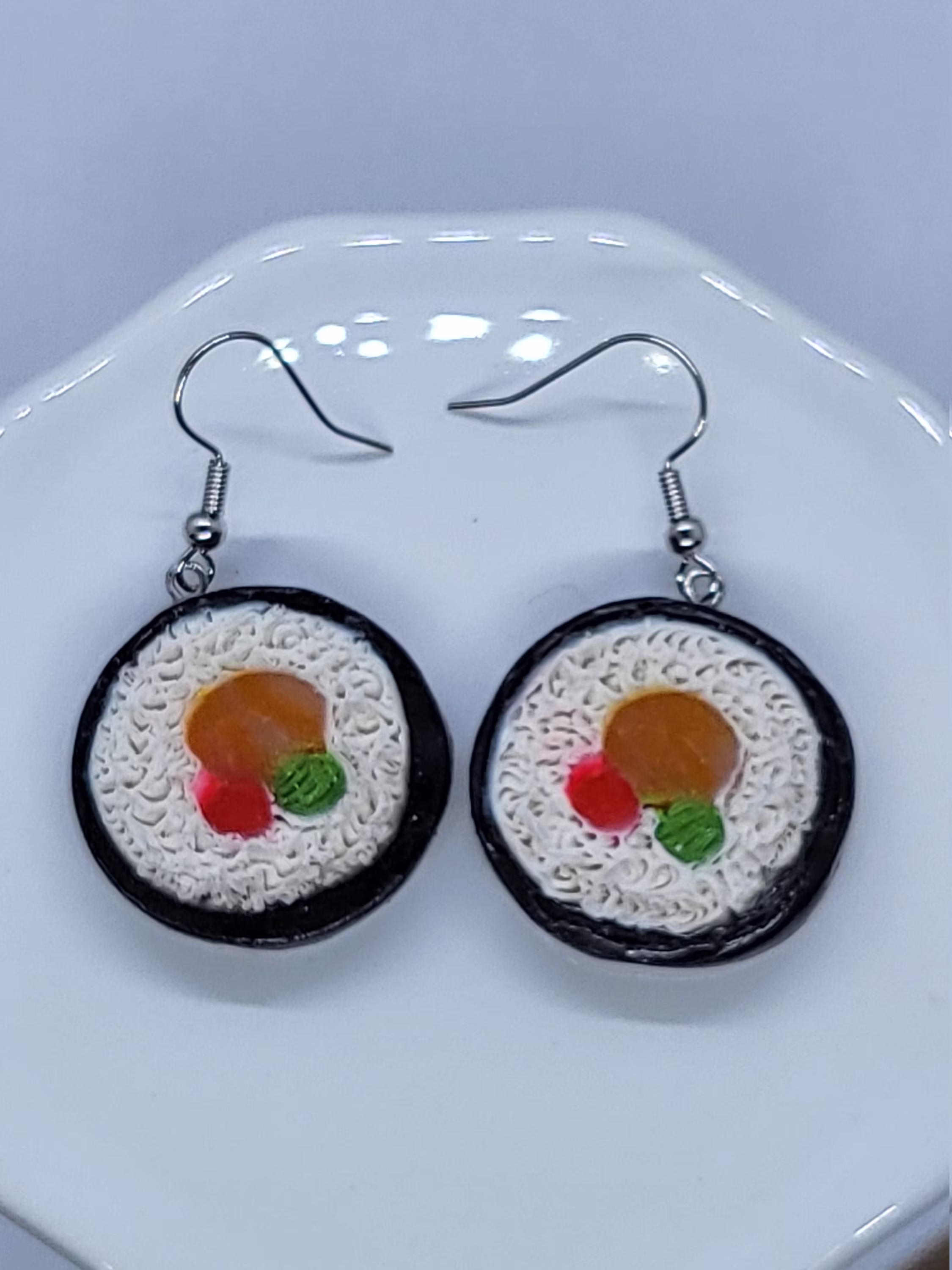 Sushi Earrings, California Roll Rice Japanese Lunch Gift For Her, Miniature, Dollhouse, Fish Earring