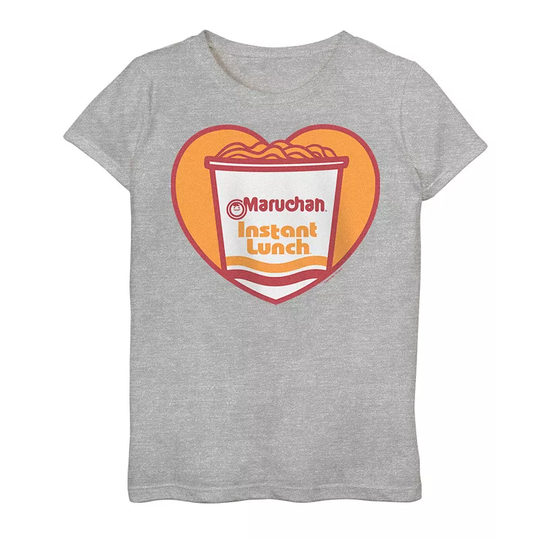 Girls 7-16 Maruchan I Love Maruchan Heart Graphic Tee, Girl's, Size: Large, Med Grey