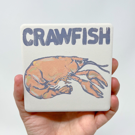 Crawfish Stone Coaster, Home Malone New Orleans, Soaker Stone, Seafood Art, Nola Bar, Coffee Table, Louisiana Decor, Art