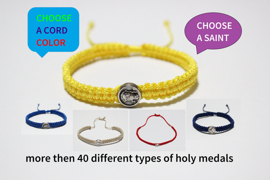 One Medal Saint Bracelet On Cord, Catholic Bracelet, All Saints, Religious Medal, Saint Christian Choose One Medal