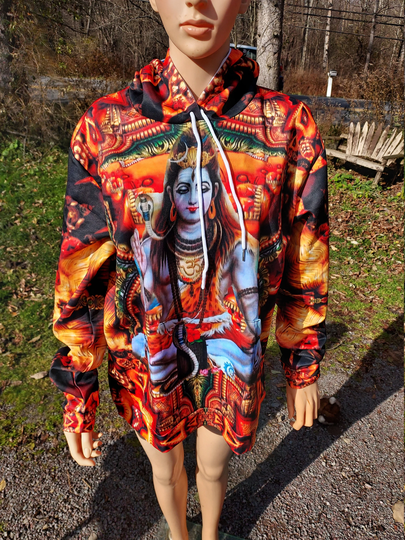 Shiva The Destroyer Meditation Yoga God Hinduism Biddhist Prayer Sweatshirt Hoodie Hoody Wiccan Earth Chackra Gaia India Design