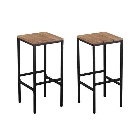 Metal and Acacia Backless Napa Outdoor Patio Barstools Set of 2: Brown by World Market
