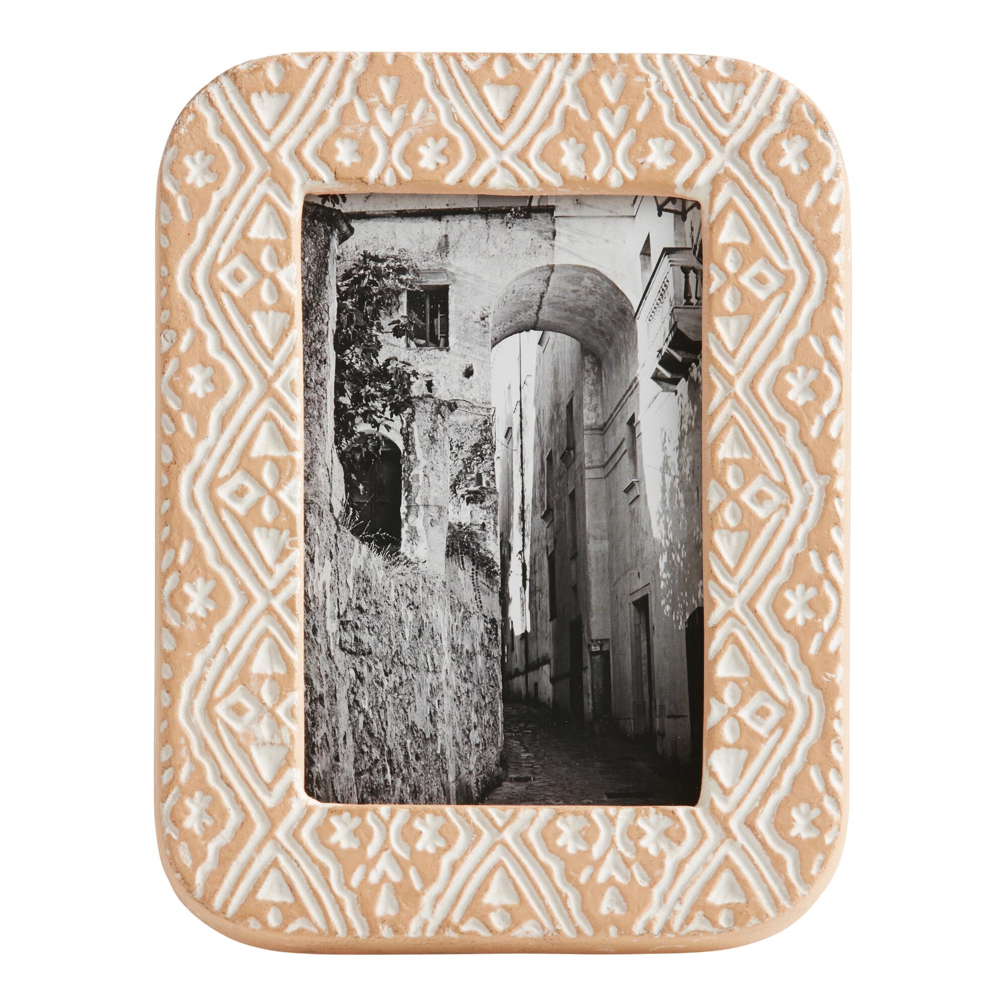 Rounded Whitewash Ecomix Diamond Frame: White/Rust by World Market