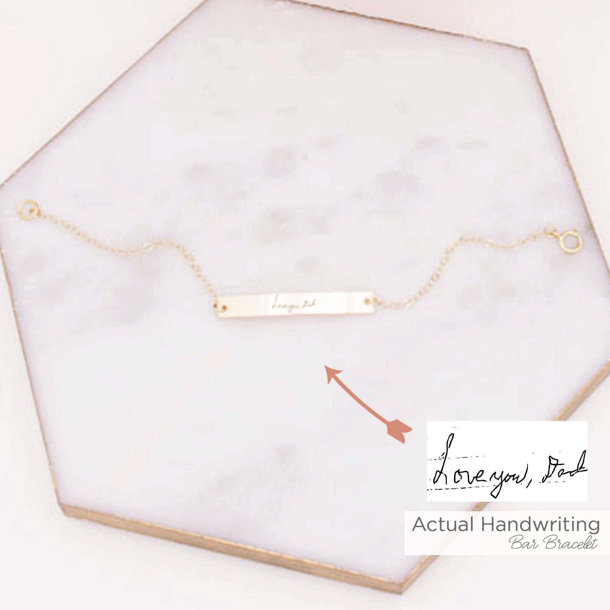 Personalized Bracelet, Actual Handwriting Custom Bar Signature Jewelry Gift, Girlfriend Anniversary Gift Ideas
