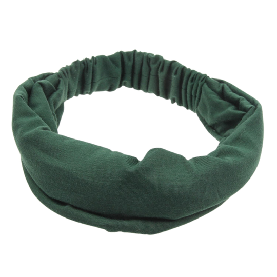 Wide Sweet Cotton Blend Makeup Headband Solid Color Twisted Hair Band Hair Accessories - atrovirens