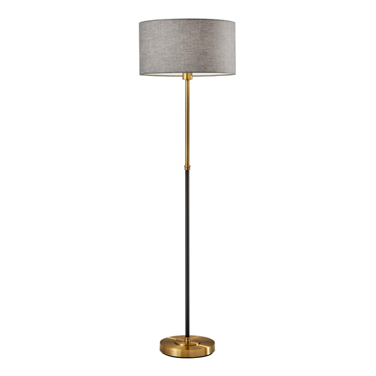 Antiqued Brass and Black Troy Floor Lamp: Black/Gold - Metal by World Market