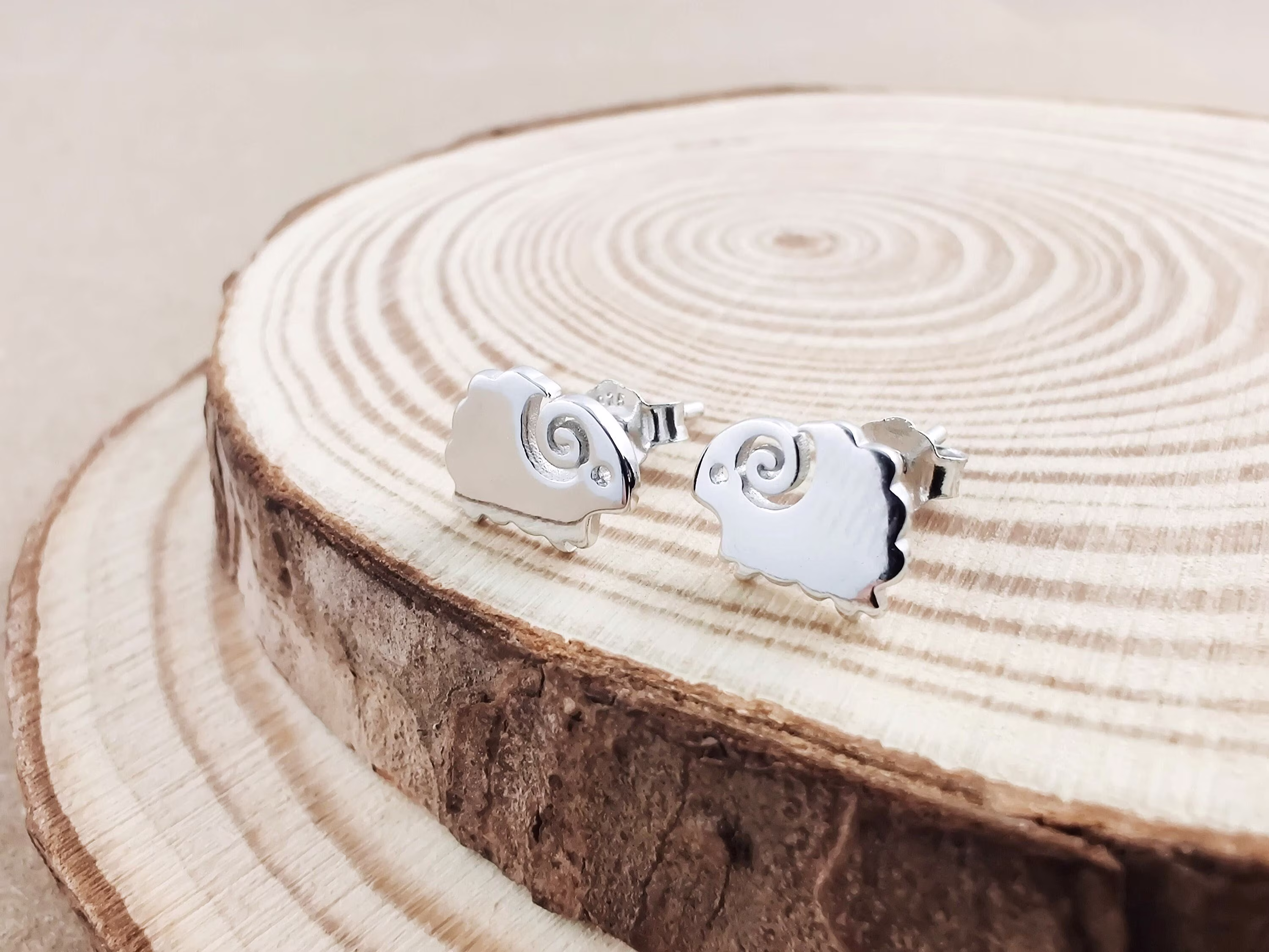 Ram Silver Stud Earrings, Goat 925 Sterling Capricorn Jewelry Gift, Sheep Post Earrings