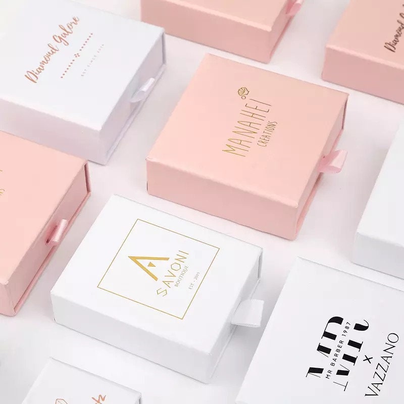 100Pcs Jewelry Packaging With Logo, Custom Box, Logo Box Bulk, Drawer Personalized