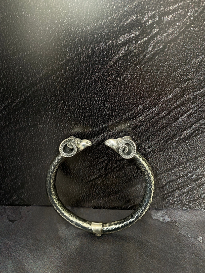 Ram Head Antique Ionic Style Silver Bracelet.ram Bangle, Bracelet Ancient Greek Jewelry, Bracelet, Aries Bracelet