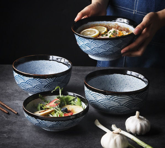 Japanese Ceramic Rice Bowl, Ramen Salad Noodle Soup Restaurant Kitchen Tableware, Home Decoration