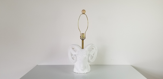 1970S Hollywood Regency Ram Head Plaster Table Lamp