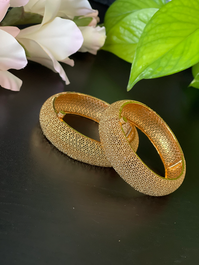 A Pair Of Antique Gold Finished Openable in Size 2.4" & 2.6"/Bracelets/ Wedding Bangles/Temple Jewelry/Nagas Bracelet/ Bangle