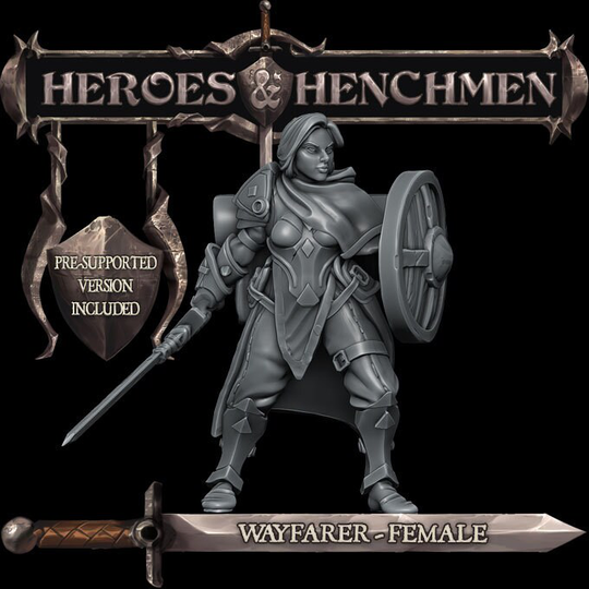 Wayfarer Female Miniature, High Quality Tabletop Rpg 3D Printed, Great For Dungeons & Dragons, Pathfinder Other Ttrpg