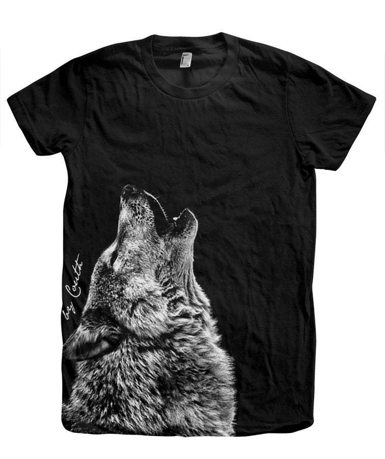 Women Wolf Tshirt Custom Hand Screen Print American Apparel Crew Neck Available S, M, L, Xl 10 Color Options