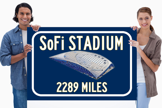 Los Angeles Rams Sofi Stadium - Miles To Highway Road Sign Customize The Distance, Las Stadium Sign