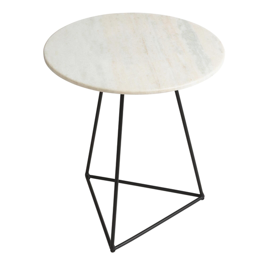 Round White Marble And Black Metal Accent Table by World Market
