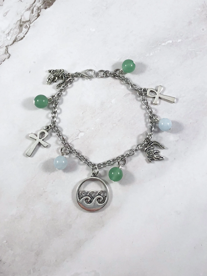 Sobek Charm Bracelet, Egyptian God, Mythology, Kemetic, Crocodile