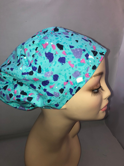 Euro Scrub Hat Beach Sea Glass Turquoise Cord Lock Adjustable Crna Cnor Chef Cap