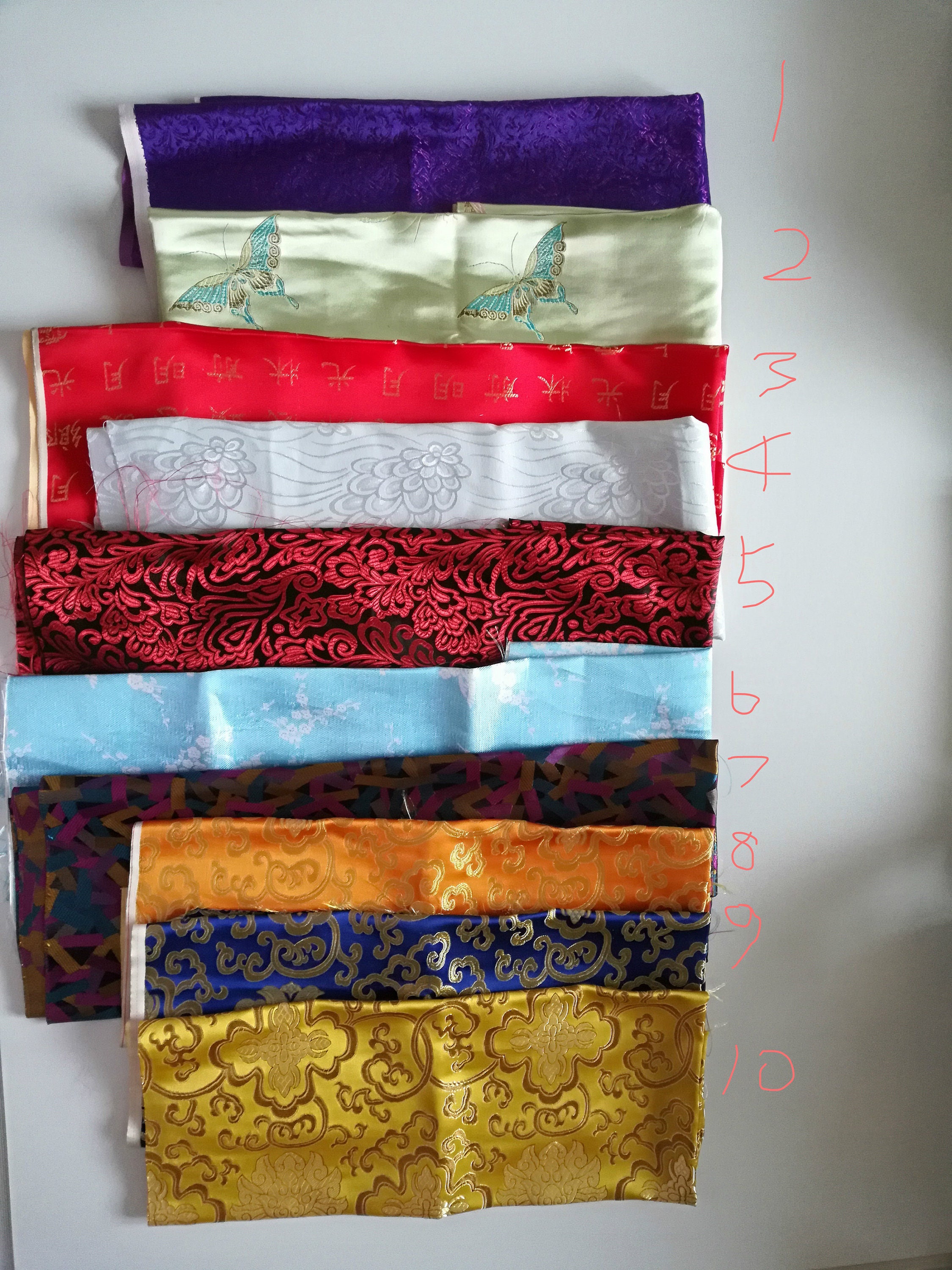 Sale Stock Chinese Folk Tapestry Brocade Fabric Sold By 0.5Yd