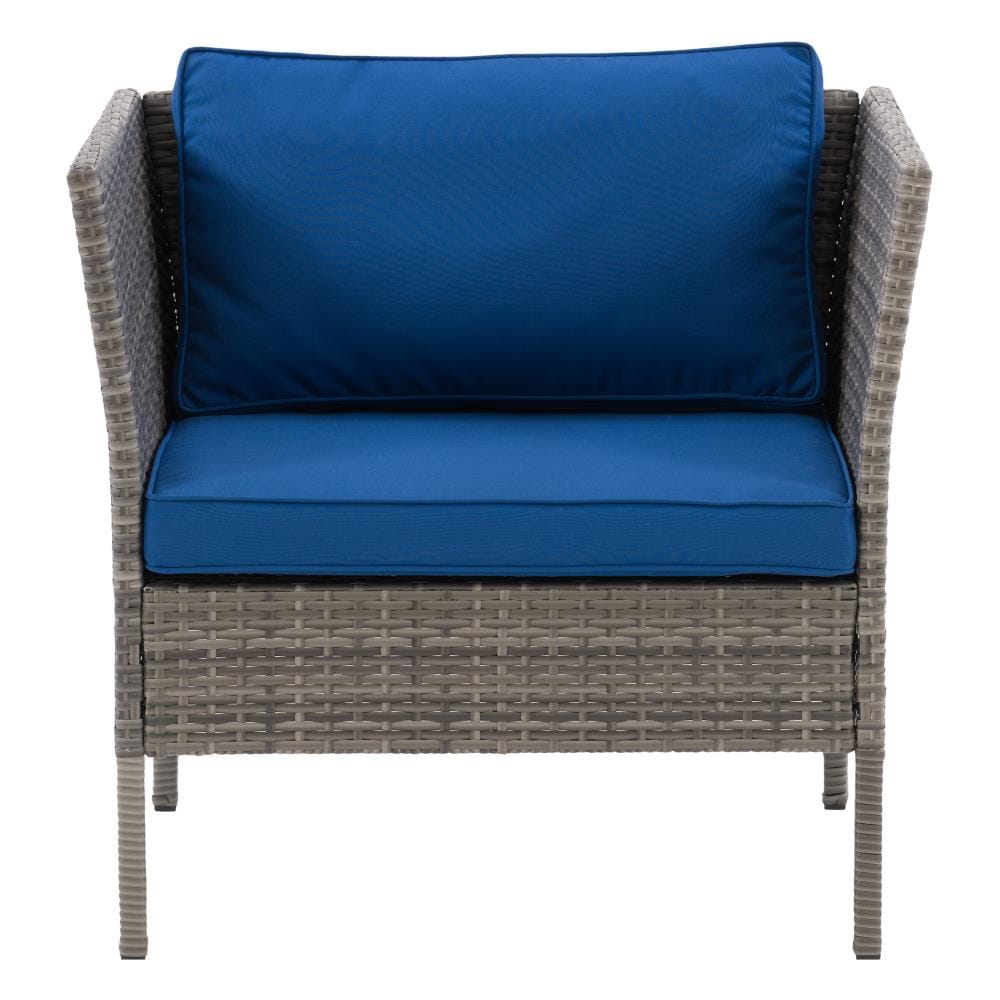 CorLiving Parksville Wicker Blended Grey Metal Frame Stationary Conversation Chair(s) with Cushioned Seat | PRK-602-C