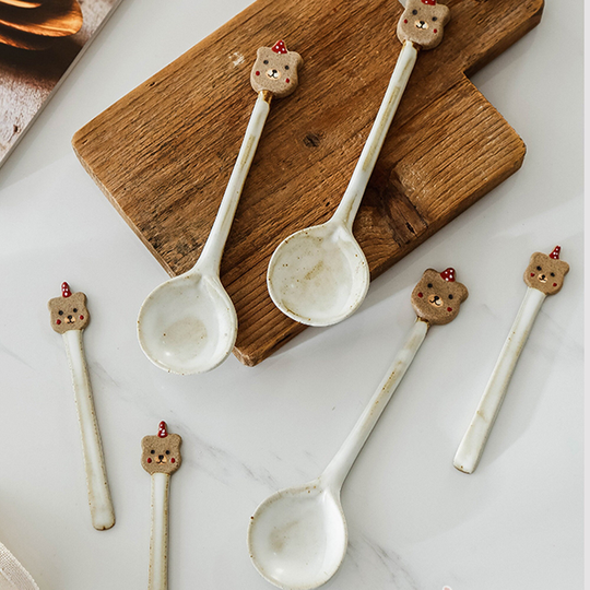 Handmade Ceramic Spoon, Ramen Bear Coffee Stirring, Cute Spoon/Coffee Stirring Spoon. Valentine's Day Present