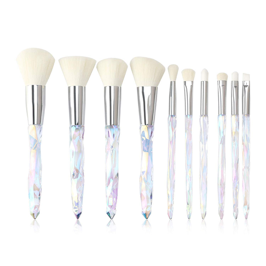 10Pcs Cosmetics Foundation Blending Blush Face Powder Lip Brush Cosmetic Tool - radiant + faux wool hair
