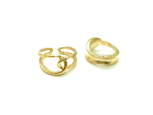 Abstract Ring, Interlocking Ring, Statement Stackable Gold Plated