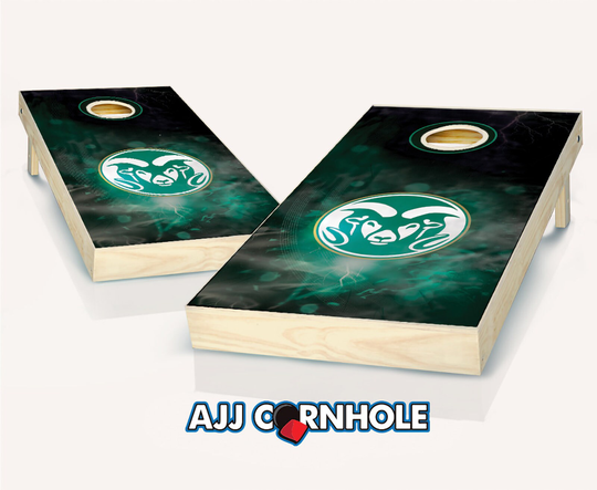 Officially Licensed Colorado State Rams Smoke Cornhole Set With Bags - Bean Bag Toss Corn Hole Game Outdoor Lawn