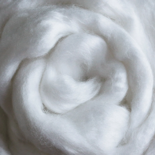 2Oz Pearl Infused Cellulose Fiber - Natural White, Undyed, Unbleached, Soft Combed Top Roving For Spinning, Blending, Dyeing, & Felting
