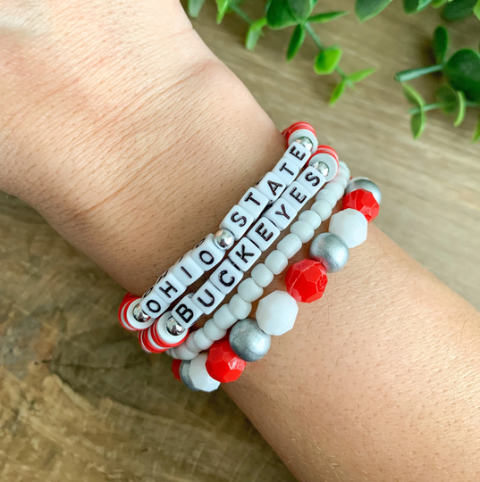 Osu Sports Team Bracelet Stack, The Ohio State University Buckeyes Bracelets