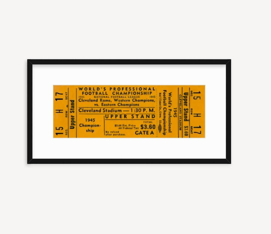 1945 Cleveland Rams | Los Angeles Rams Football Ticket Print - Vintage
