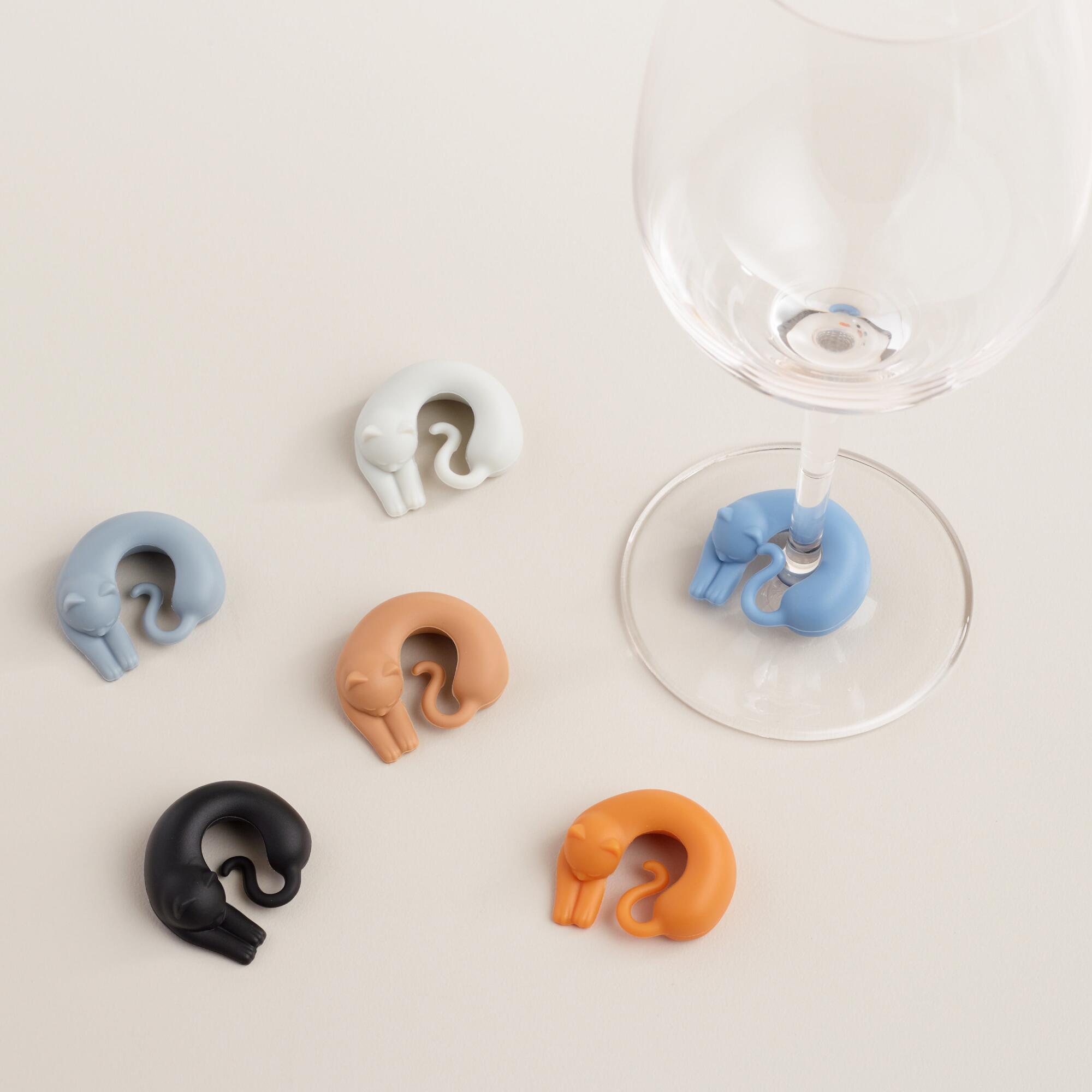 Cat Glass Markers 6 Pack - Silicone by World Market