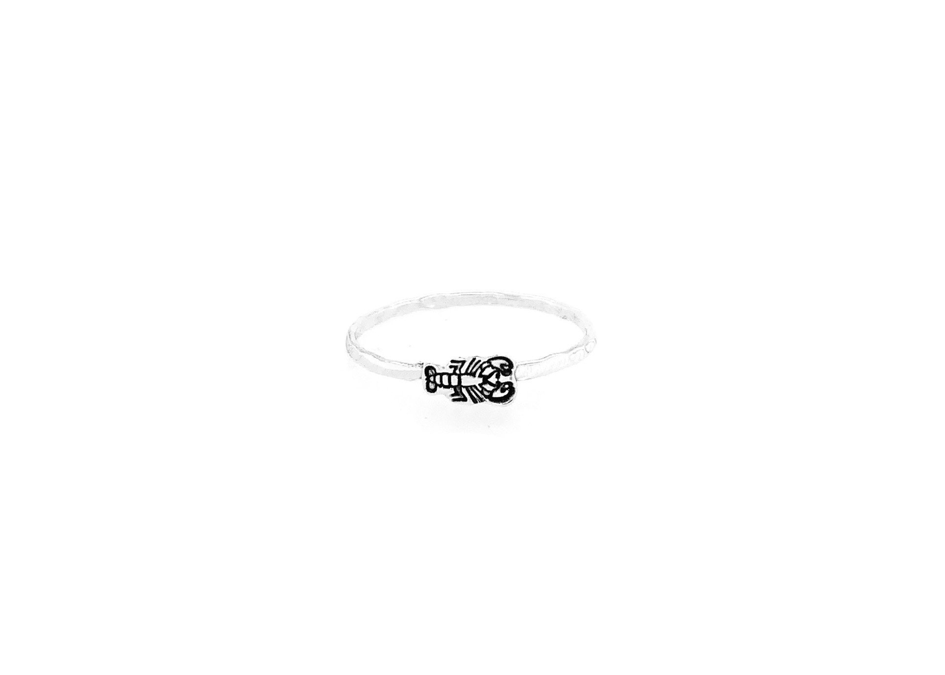 Lobster, Lobster Jewelry, Silver Ring, Sterling Maine Stackable Minimalist Stacking Rings