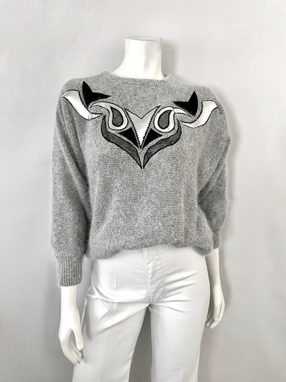 Vintage 80's Gray, Silk Blend, Pull Over, Sweater By Margules Plus | 1x