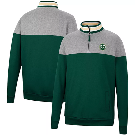 Men's Colosseum Heathered Gray/Green Colorado State Rams Be the Ball Quarter-Zip Top, Size: Medium, CST Green