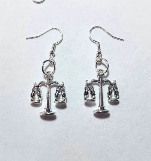 Scale Of Justice Dangling Earrings. Scales Earrings, Hypoallergenic & Nickel Free Backs Your Choice