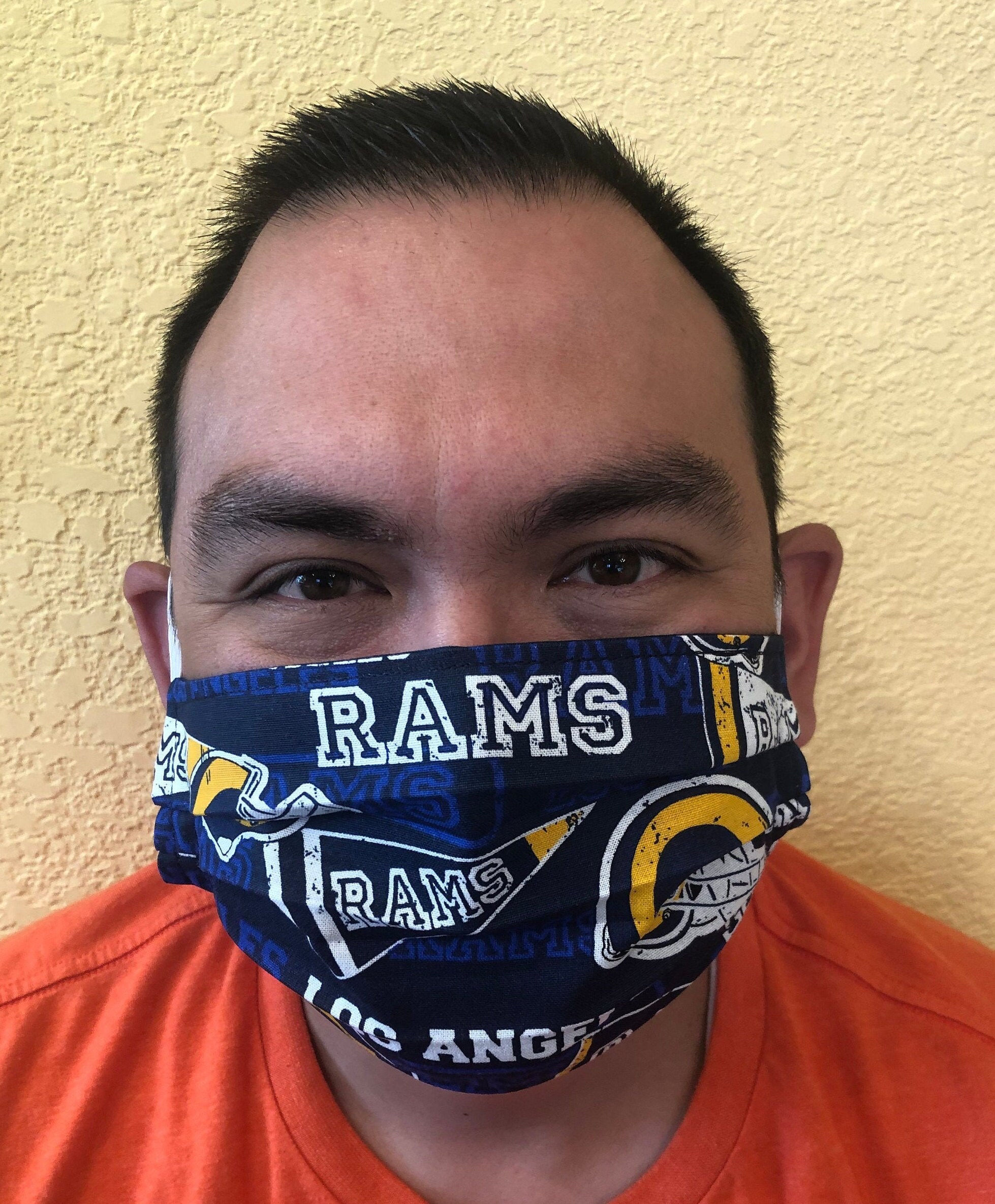 Los Angeles | La Rams Football Fabric Face Mask, Cotton, Handmade, Nose Wire Option Available