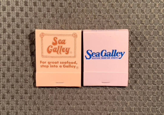 Vintage Matchbooks, Sea Galley, Seafood, Restaurant, Seattle, Alaska, Lot Of 2, with All Match Sticks, Free Ship in Usa