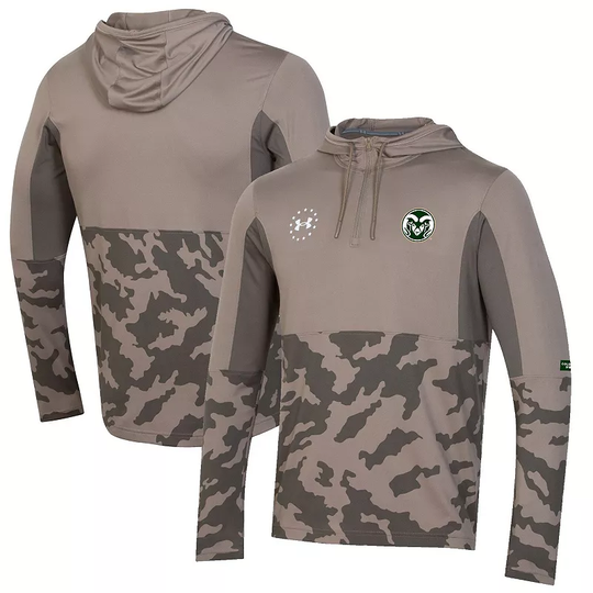 Men's Under Armour Green Colorado State Rams Military Appreciation Quarter-Zip Pullover Hoodie Jacket, Size: Small