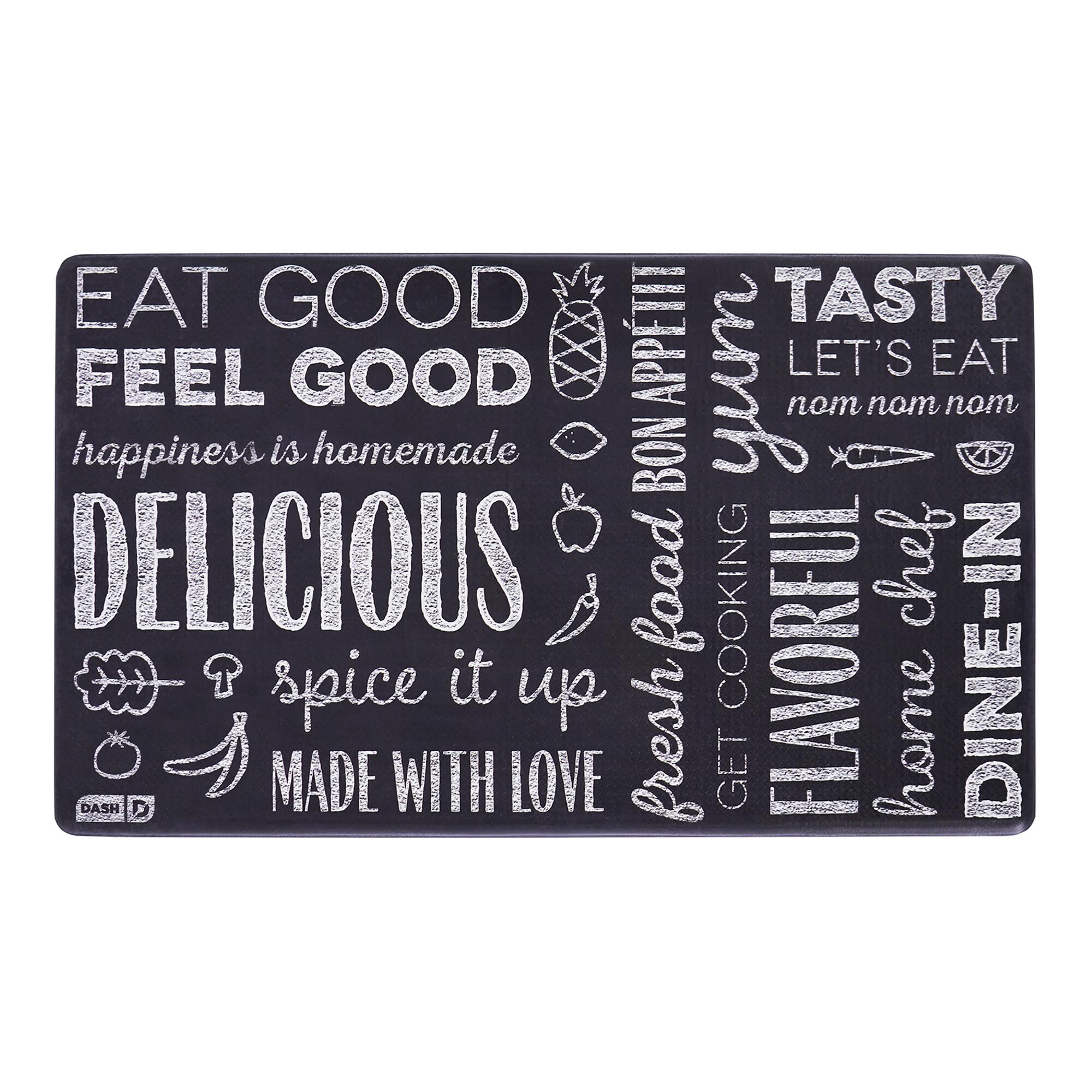 Dash Wellness Mat Chalkboard Print Nonslip Floor Mat: Black - Plastic by World Market